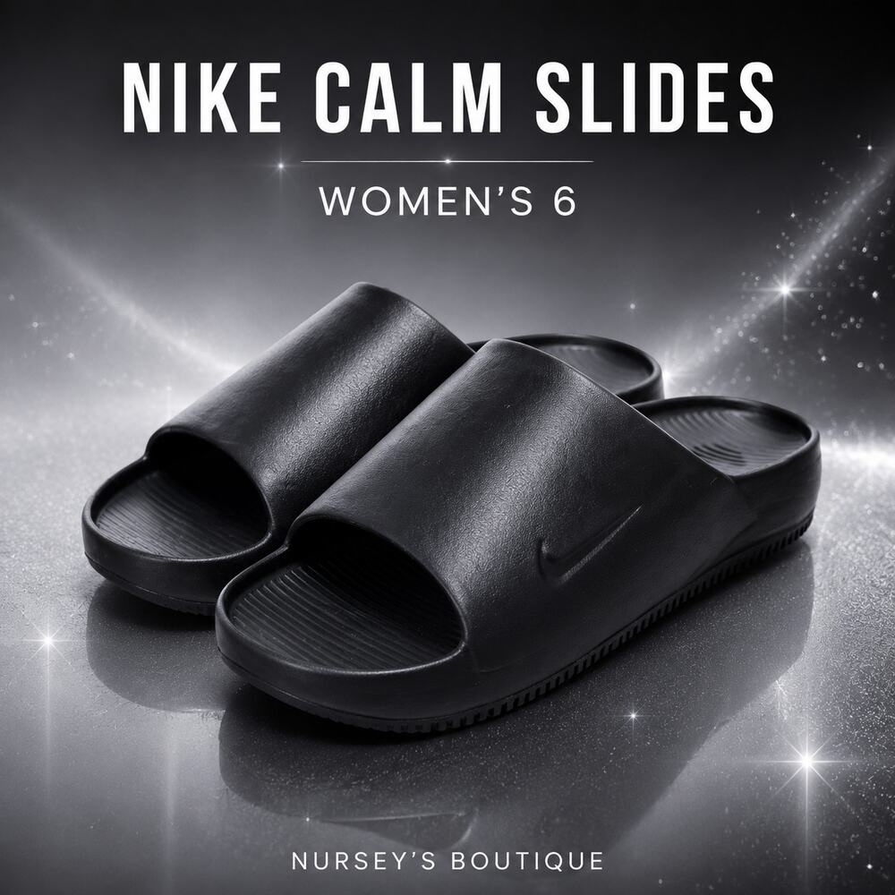 Nike Calm Slide Womens 6 Triple Black Platform Sandals DX4816-001